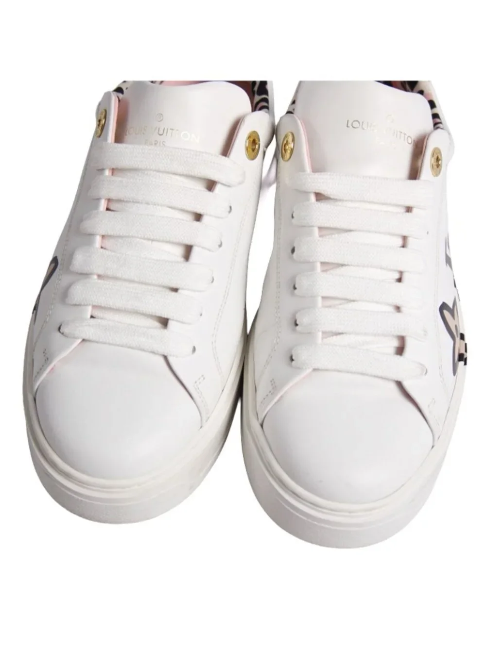 Louis Vuitton Sneakers Time Out Line Low Cut Monogram Shoes Leather White